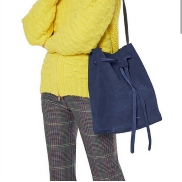 NWT - MANSUR GAVRIEL - Drawstring Suede Hobo Bag - Navy Blue - Picture 4 of 12